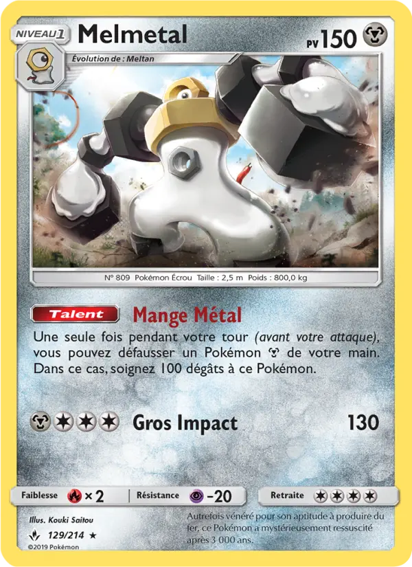 Scan HD carte Pokémon Melmetal 129/214 — Alliance Infaillible