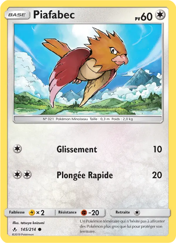Scan HD carte Pokémon Piafabec 145/214 — Alliance Infaillible