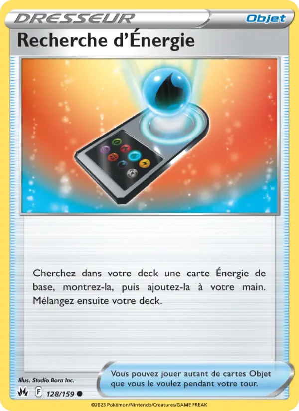 Scan HD carte Pokémon Recherche d'Énergie 128/159 — Zénith Suprême