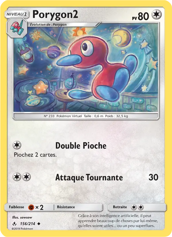 Scan HD carte Pokémon Porygon2 156/214 — Alliance Infaillible