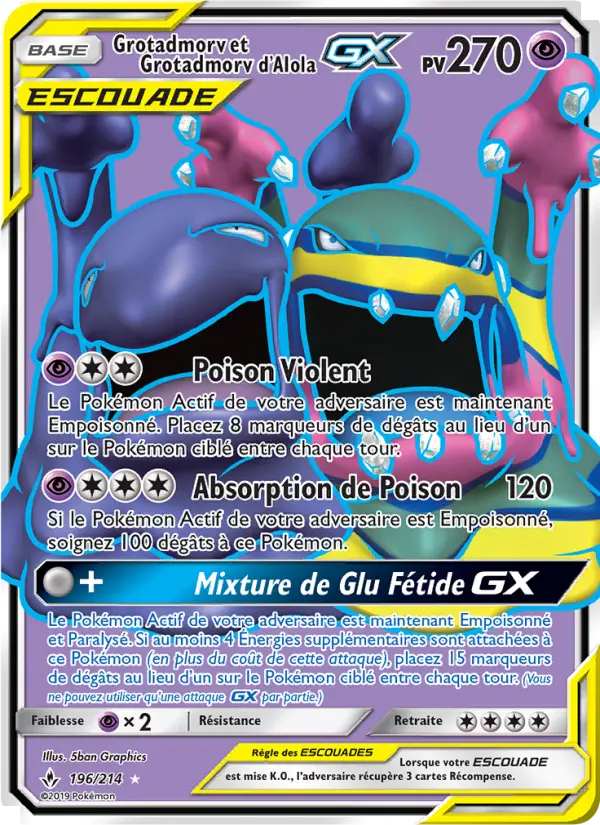 Scan HD carte Pokémon Grotadmorv et Grotadmorv d’Alola GX 196/214 — Alliance Infaillible