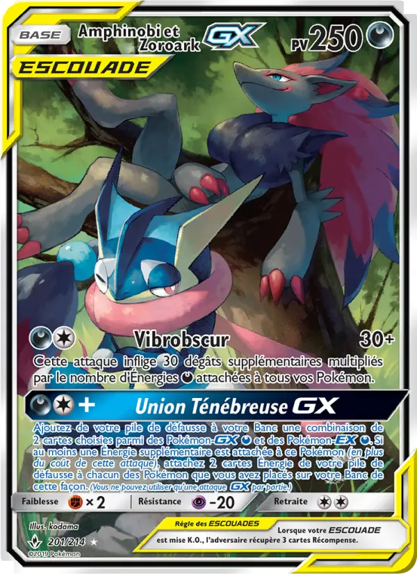 Scan HD carte Pokémon Amphinobi et Zoroark GX 201/214 — Alliance Infaillible