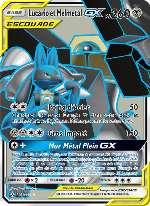Scan HD carte Pokémon Lucario et Melmetal GX 203/214 — Alliance Infaillible