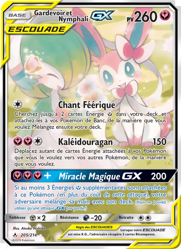 Scan HD carte Pokémon Gardevoir et Nymphali GX 205/214 — Alliance Infaillible
