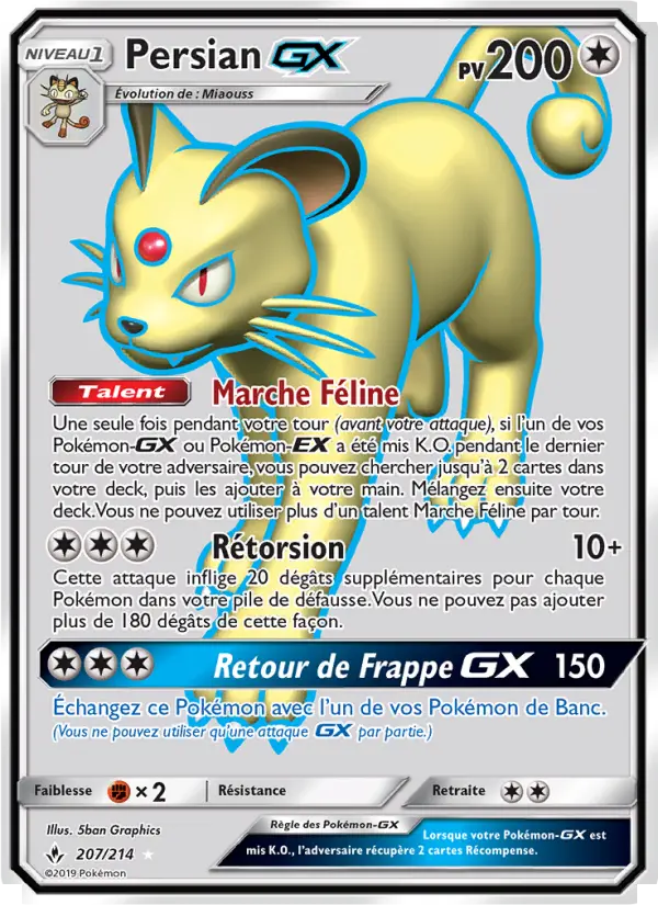 Scan HD carte Pokémon Persian GX 207/214 — Alliance Infaillible