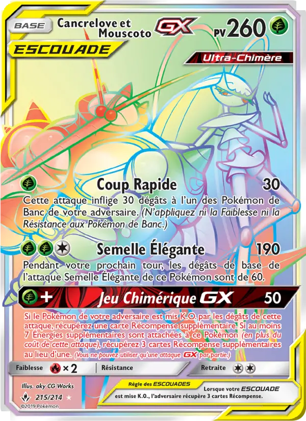 Scan HD carte Pokémon Cancrelove et Mouscoto GX 215/214 — Alliance Infaillible