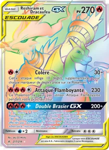 Carte Pokémon Reshiram et Dracaufeu GX 217 Alliance Infaillible