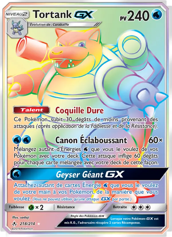 Scan HD carte Pokémon Tortank GX 218/214 — Alliance Infaillible