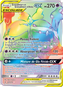 Carte Pokemon Grotadmorv et Grotadmorv d’Alola GX 220/214 Alliance Infaillible