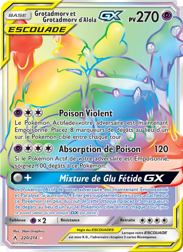 Scan HD carte Pokémon Grotadmorv et Grotadmorv d’Alola GX 220/214 — Alliance Infaillible