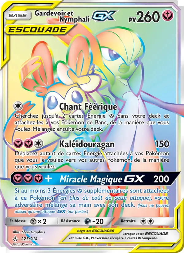 Scan HD carte Pokémon Gardevoir et Nymphali GX 225/214 — Alliance Infaillible