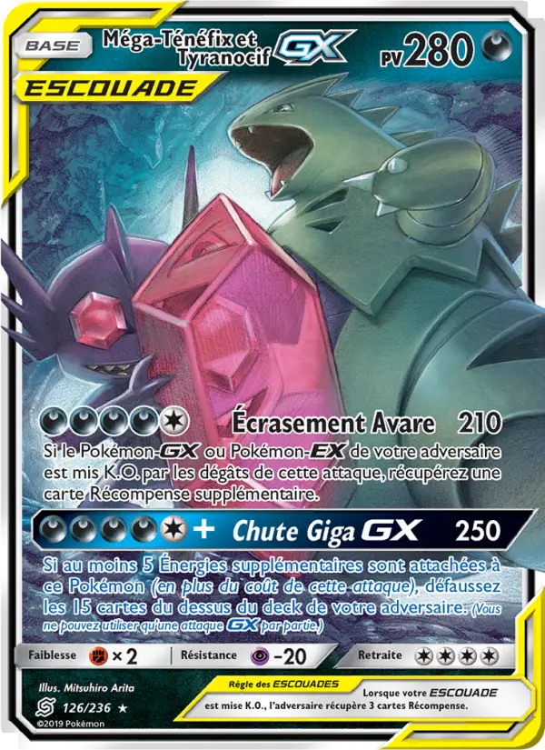 Scan HD carte Pokémon Méga-Ténéfix et Tyranocif GX 126/236 — Harmonie des Esprits