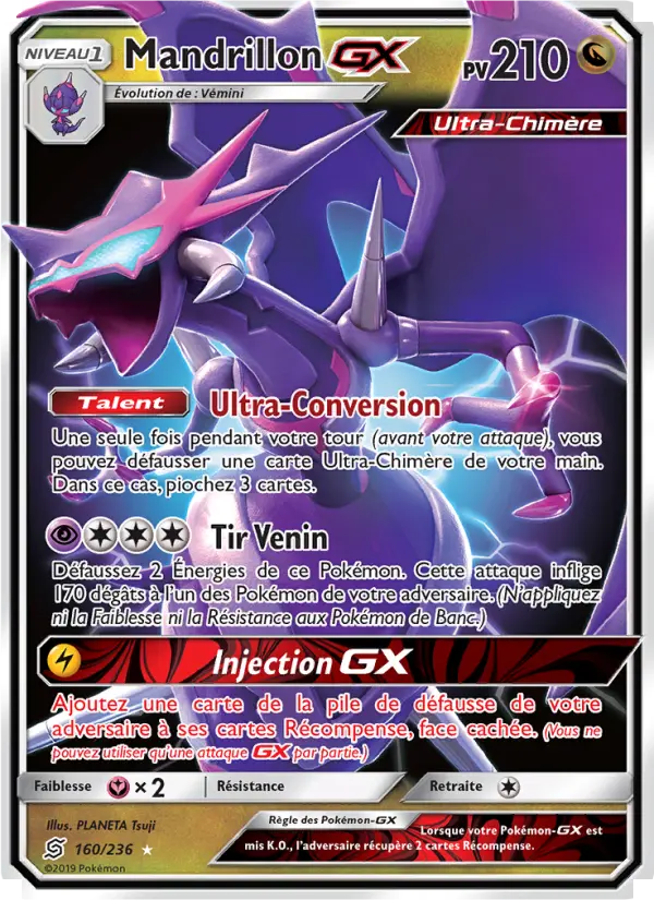 Scan HD carte Pokémon Mandrillon GX 160/236 — Harmonie des Esprits