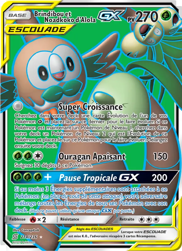 Scan HD carte Pokémon Brindibou et Noadkoko d’Alola GX 214/236 — Harmonie des Esprits