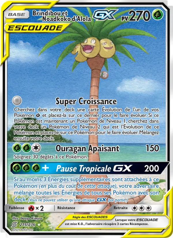Scan HD carte Pokémon Brindibou et Noadkoko d’Alola GX 215/236 — Harmonie des Esprits