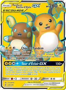 Carte Pokemon Raichu et Raichu d’Alola GX 220/236 Harmonie des Esprits