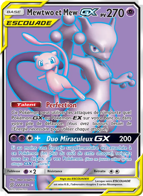 Scan HD carte Pokémon Mewtwo et Mew GX 222/236 — Harmonie des Esprits