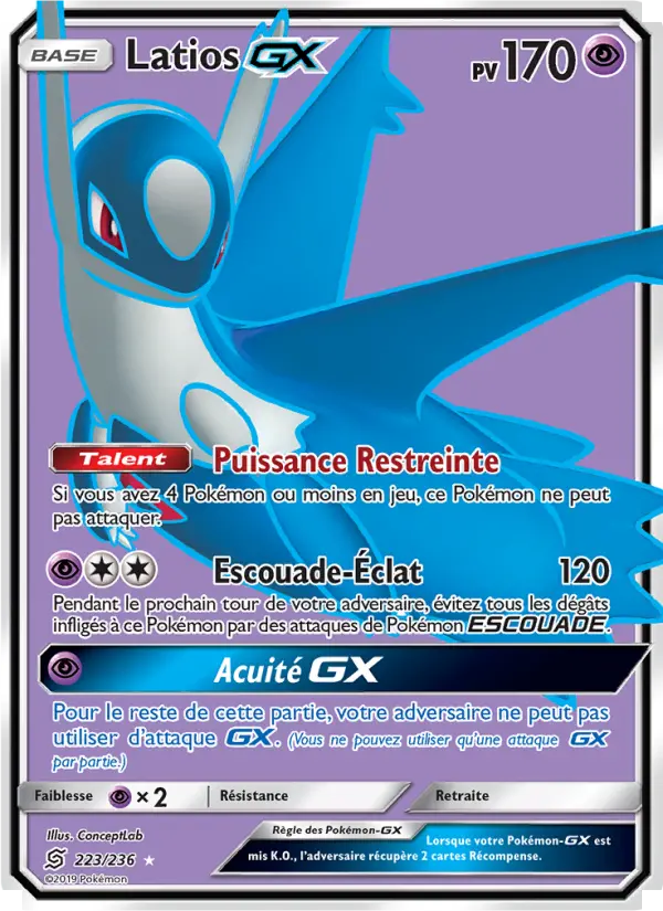 Scan HD carte Pokémon Latios GX 223/236 — Harmonie des Esprits