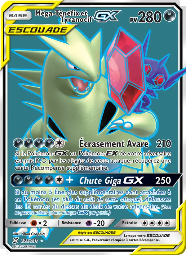 Scan HD carte Pokémon Méga-Ténéfix et Tyranocif GX 225/236 — Harmonie des Esprits