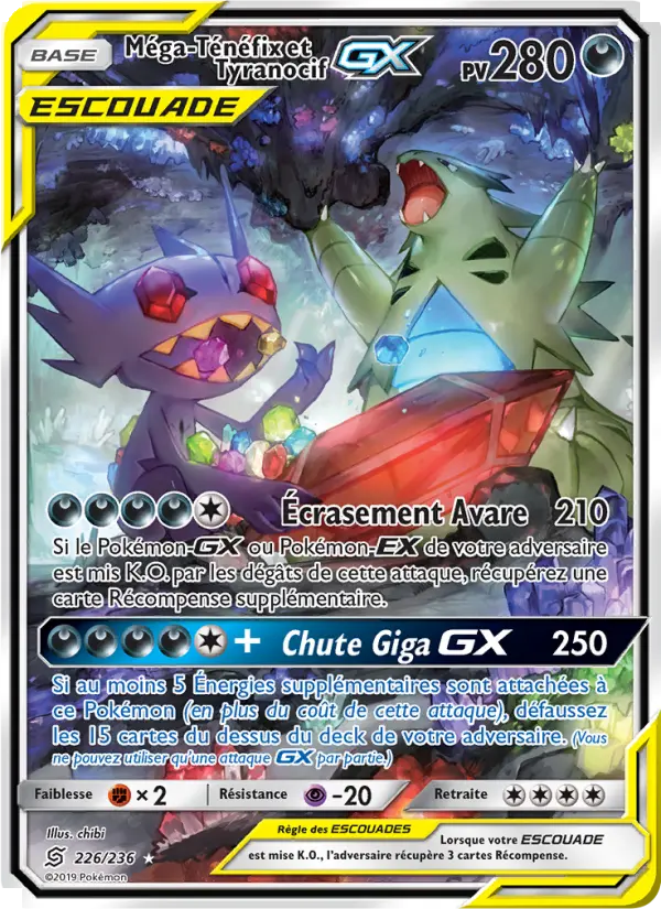 Scan HD carte Pokémon Méga-Ténéfix et Tyranocif GX 226/236 — Harmonie des Esprits