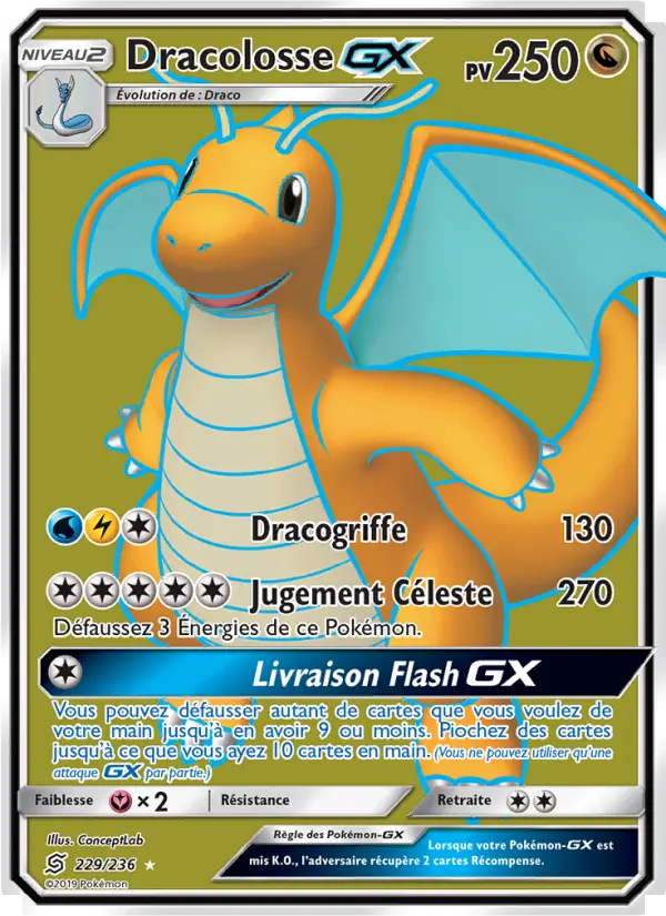 Scan HD carte Pokémon Dracolosse GX 229/236 — Harmonie des Esprits