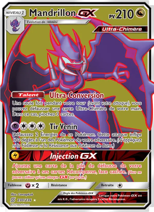 Scan HD carte Pokémon Mandrillon GX 230/236 — Harmonie des Esprits