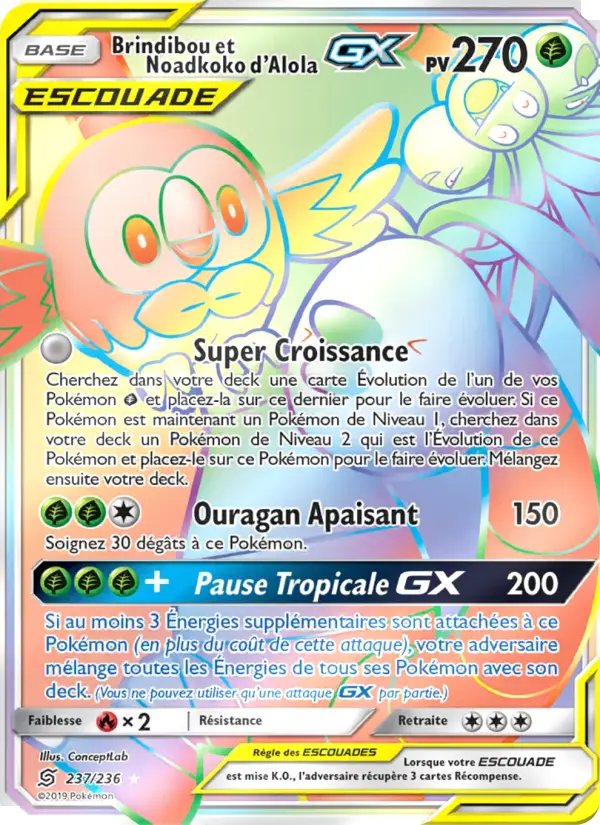 Scan HD carte Pokémon Brindibou et Noadkoko d’Alola GX 237/236 — Harmonie des Esprits