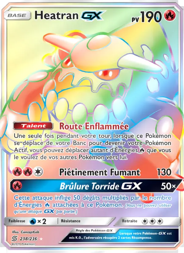Scan HD carte Pokémon Heatran GX 238/236 — Harmonie des Esprits