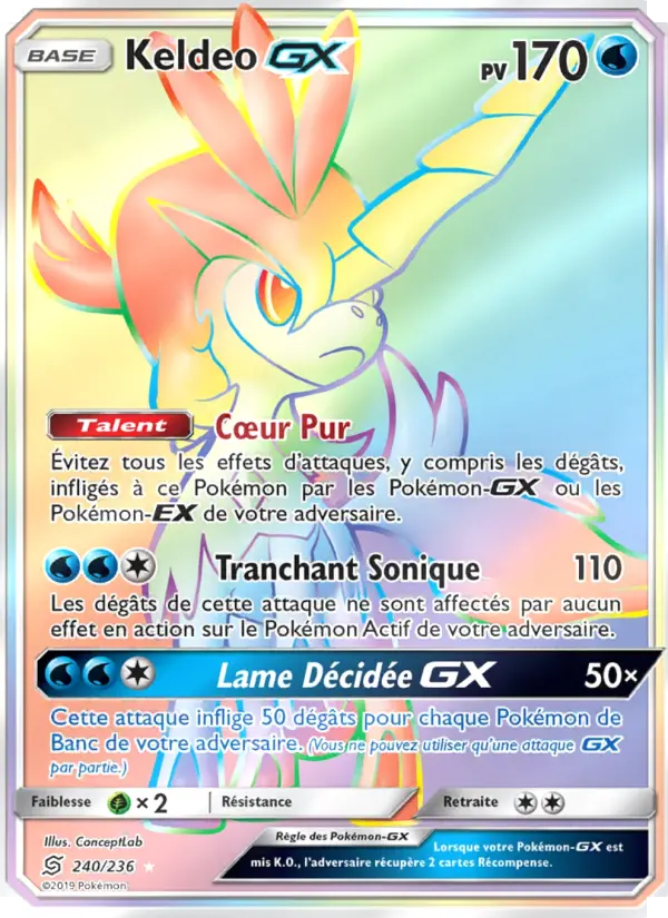Scan HD carte Pokémon Keldeo GX 240/236 — Harmonie des Esprits