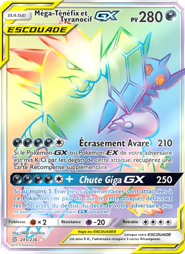 Scan HD carte Pokémon Méga-Ténéfix et Tyranocif GX 245/236 — Harmonie des Esprits
