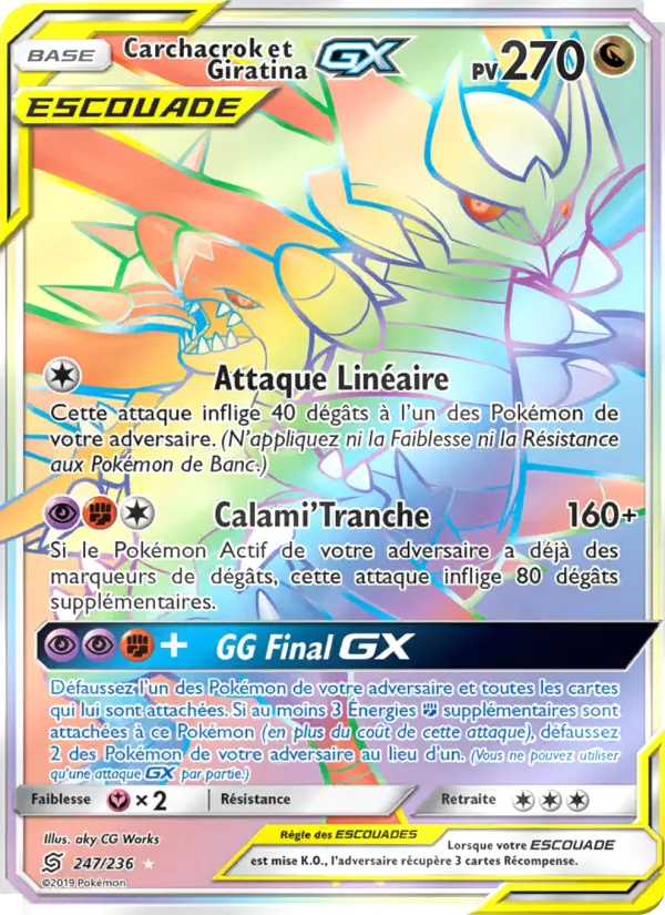 Scan HD carte Pokémon Carchacrok et Giratina GX 247/236 — Harmonie des Esprits