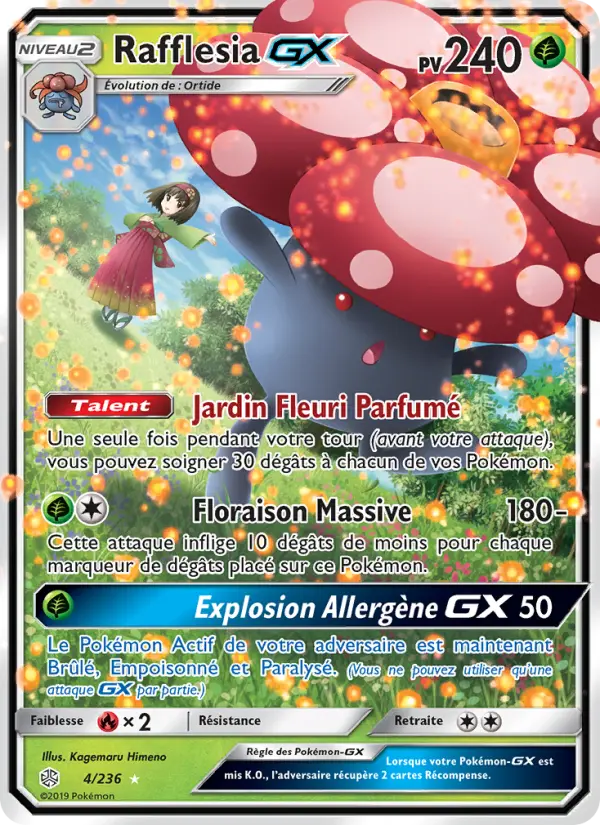 Scan HD carte Pokémon Rafflesia GX 4/236 — Éclipse Cosmique