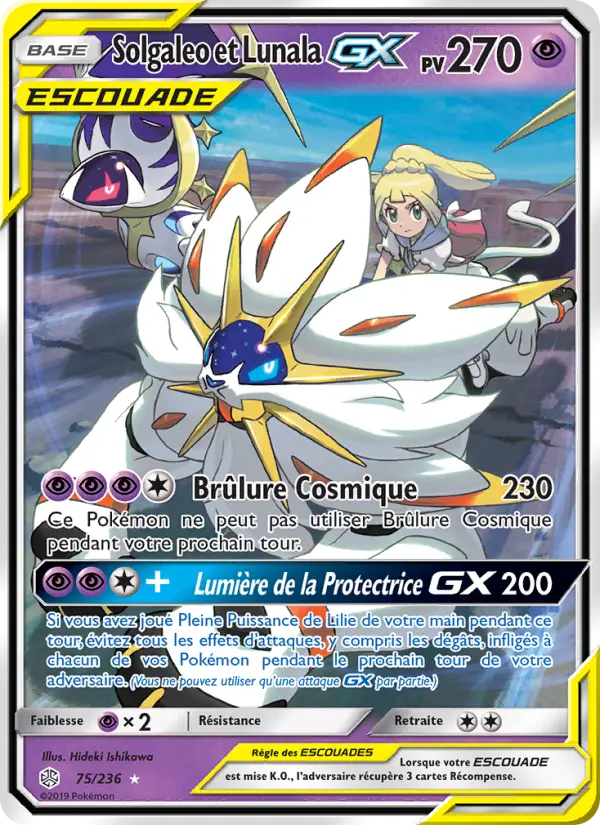 Scan HD carte Pokémon Solgaleo et Lunala GX 75/236 — Éclipse Cosmique