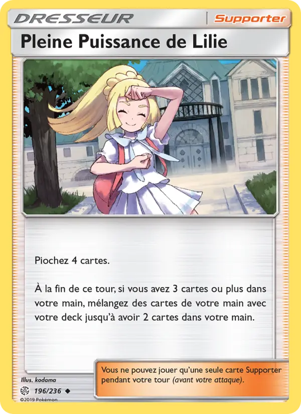 Scan HD carte Pokémon Pleine Puissance de Lilie 196/236 — Éclipse Cosmique
