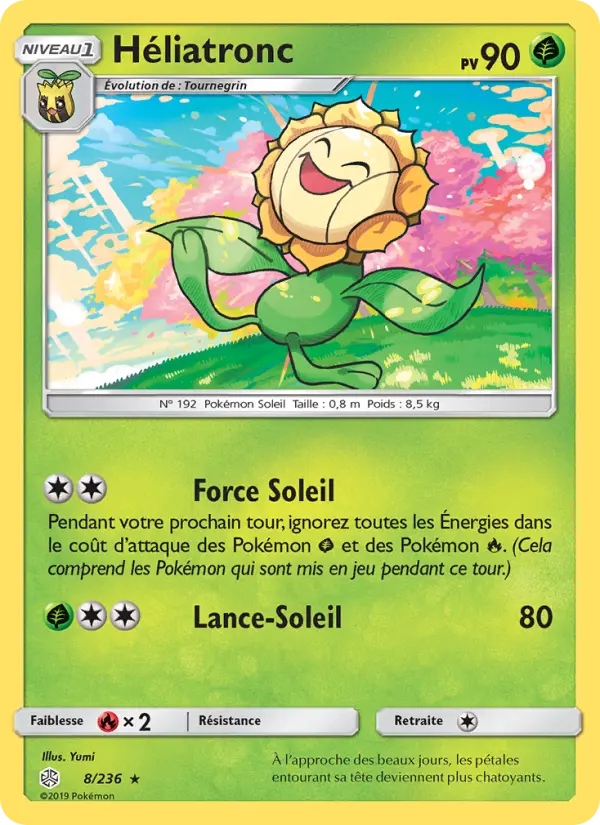 Scan HD carte Pokémon Héliatronc 8/236 — Éclipse Cosmique