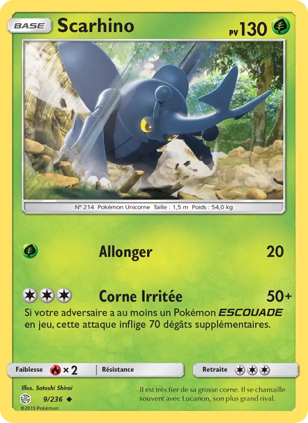 Scan HD carte Pokémon Scarhino 9/236 — Éclipse Cosmique