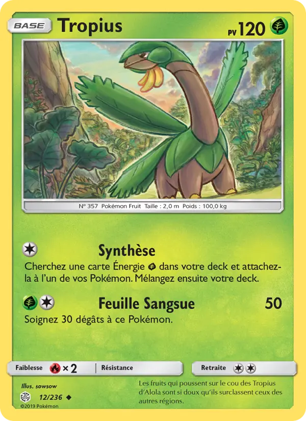 Scan HD carte Pokémon Tropius 12/236 — Éclipse Cosmique