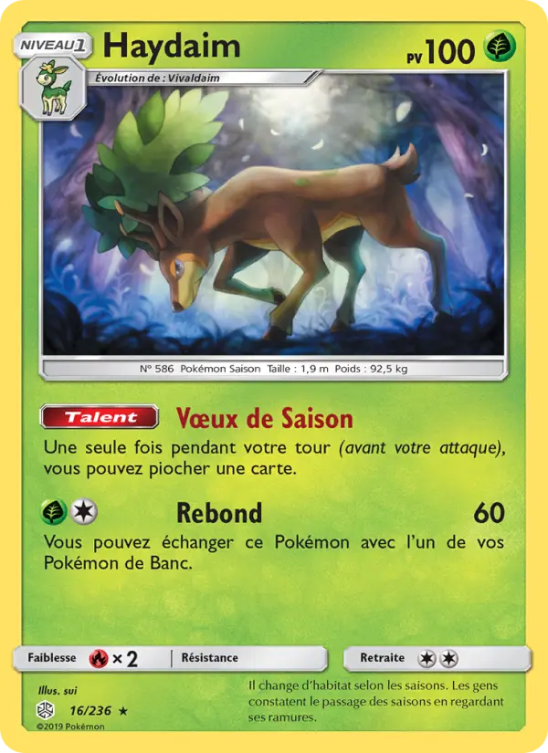 Scan HD carte Pokémon Haydaim 16/236 — Éclipse Cosmique