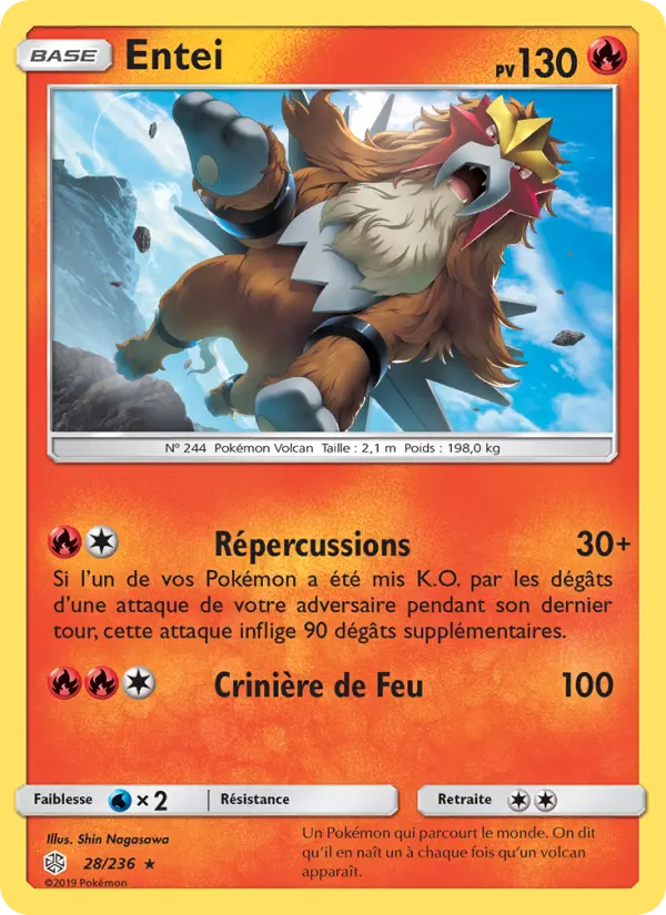 Scan HD carte Pokémon Entei 28/236 — Éclipse Cosmique
