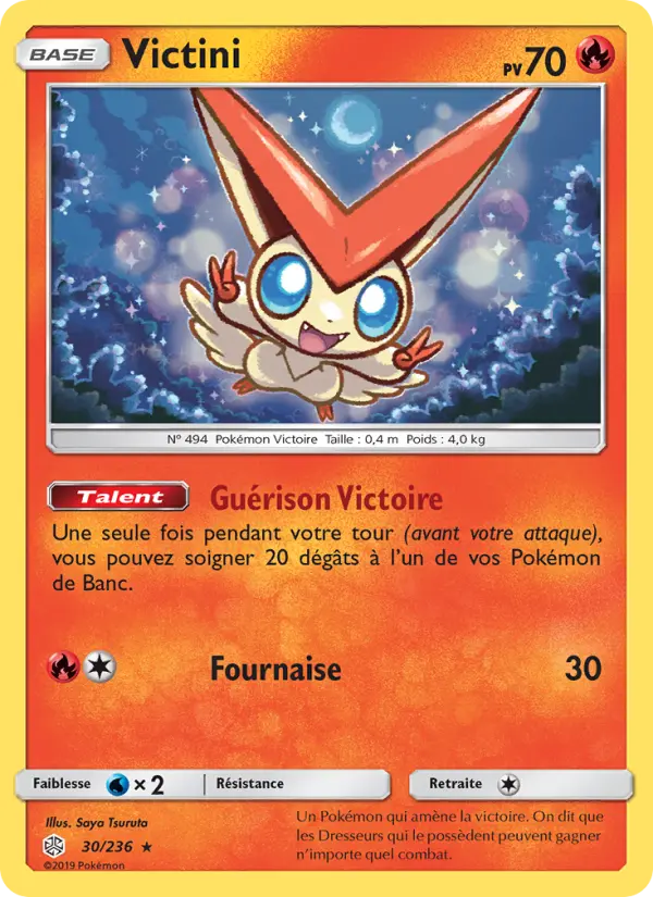Scan HD carte Pokémon Victini 30/236 — Éclipse Cosmique