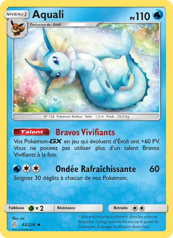 Scan HD carte Pokémon Aquali 42/236 — Éclipse Cosmique