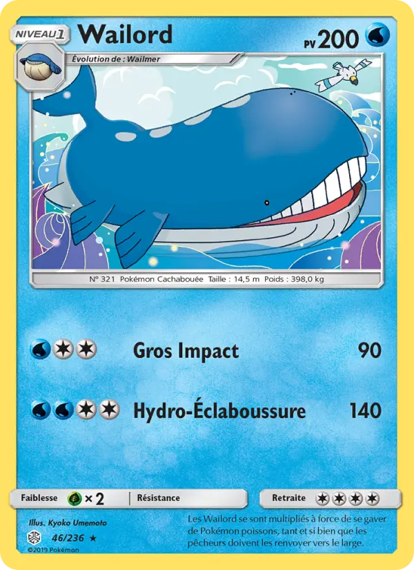 Scan HD carte Pokémon Wailord 46/236 — Éclipse Cosmique