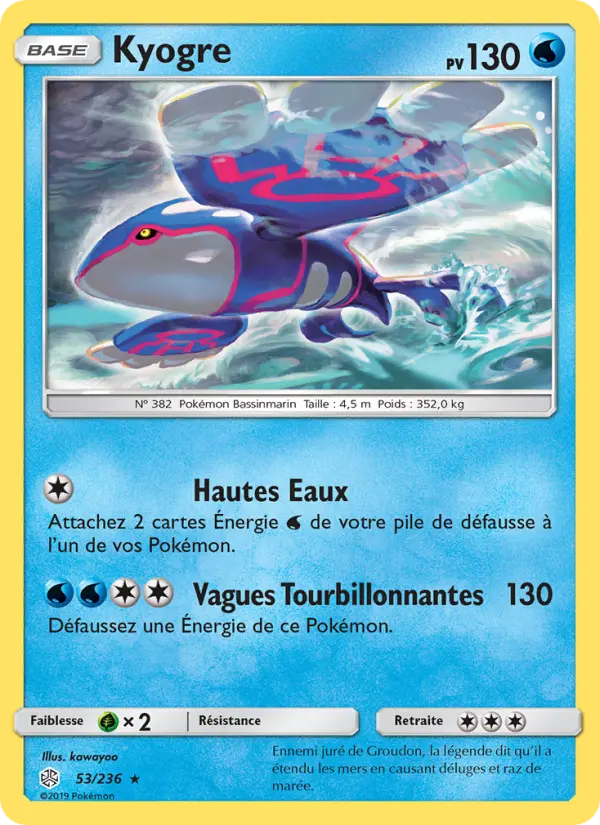 Scan HD carte Pokémon Kyogre 53/236 — Éclipse Cosmique