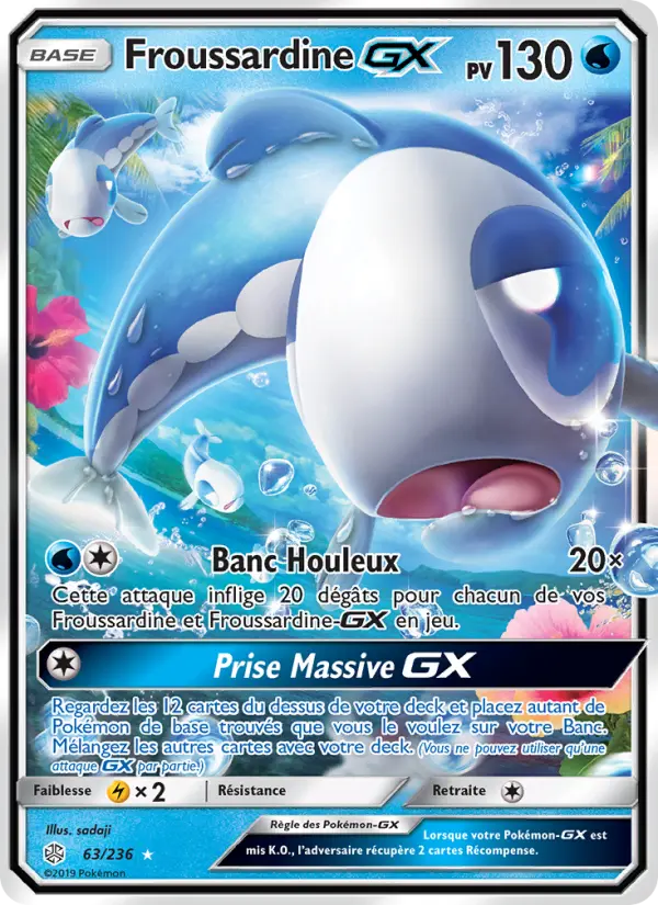 Scan HD carte Pokémon Froussardine GX 63/236 — Éclipse Cosmique
