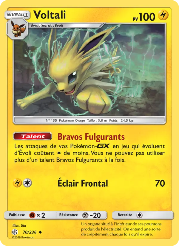 Scan HD carte Pokémon Voltali 70/236 — Éclipse Cosmique