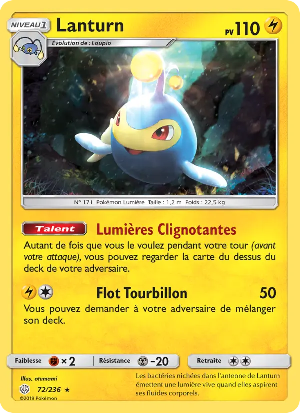 Scan HD carte Pokémon Lanturn 72/236 — Éclipse Cosmique