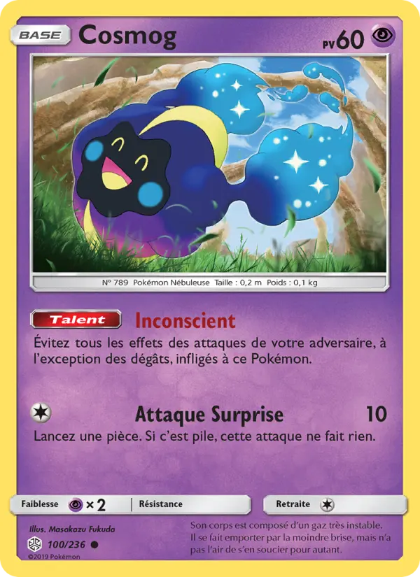 Scan HD carte Pokémon Cosmog 100/236 — Éclipse Cosmique