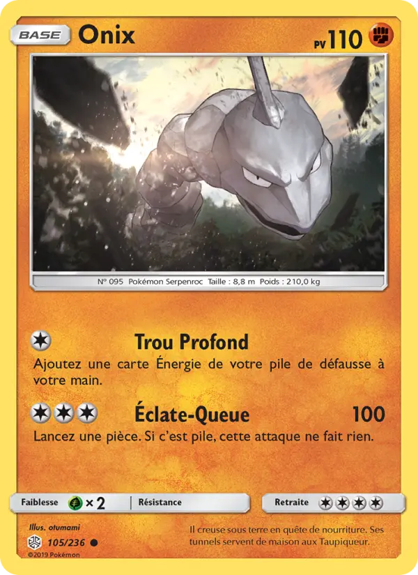 Scan HD carte Pokémon Onix 105/236 — Éclipse Cosmique