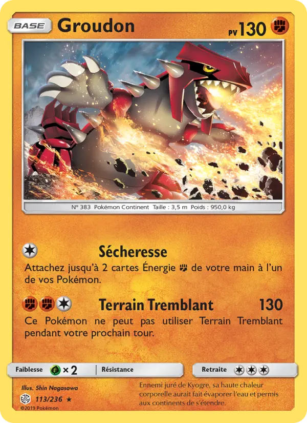 Scan HD carte Pokémon Groudon 113/236 — Éclipse Cosmique