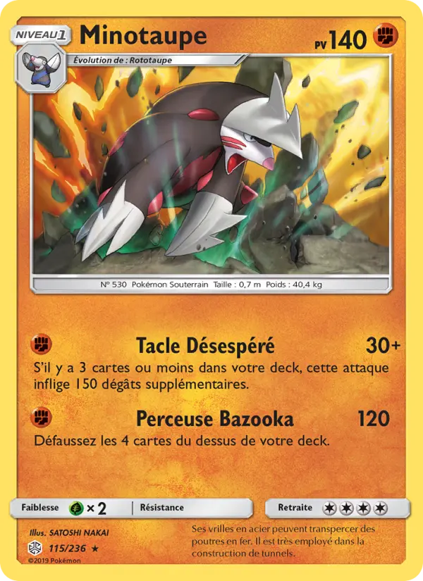 Scan HD carte Pokémon Minotaupe 115/236 — Éclipse Cosmique